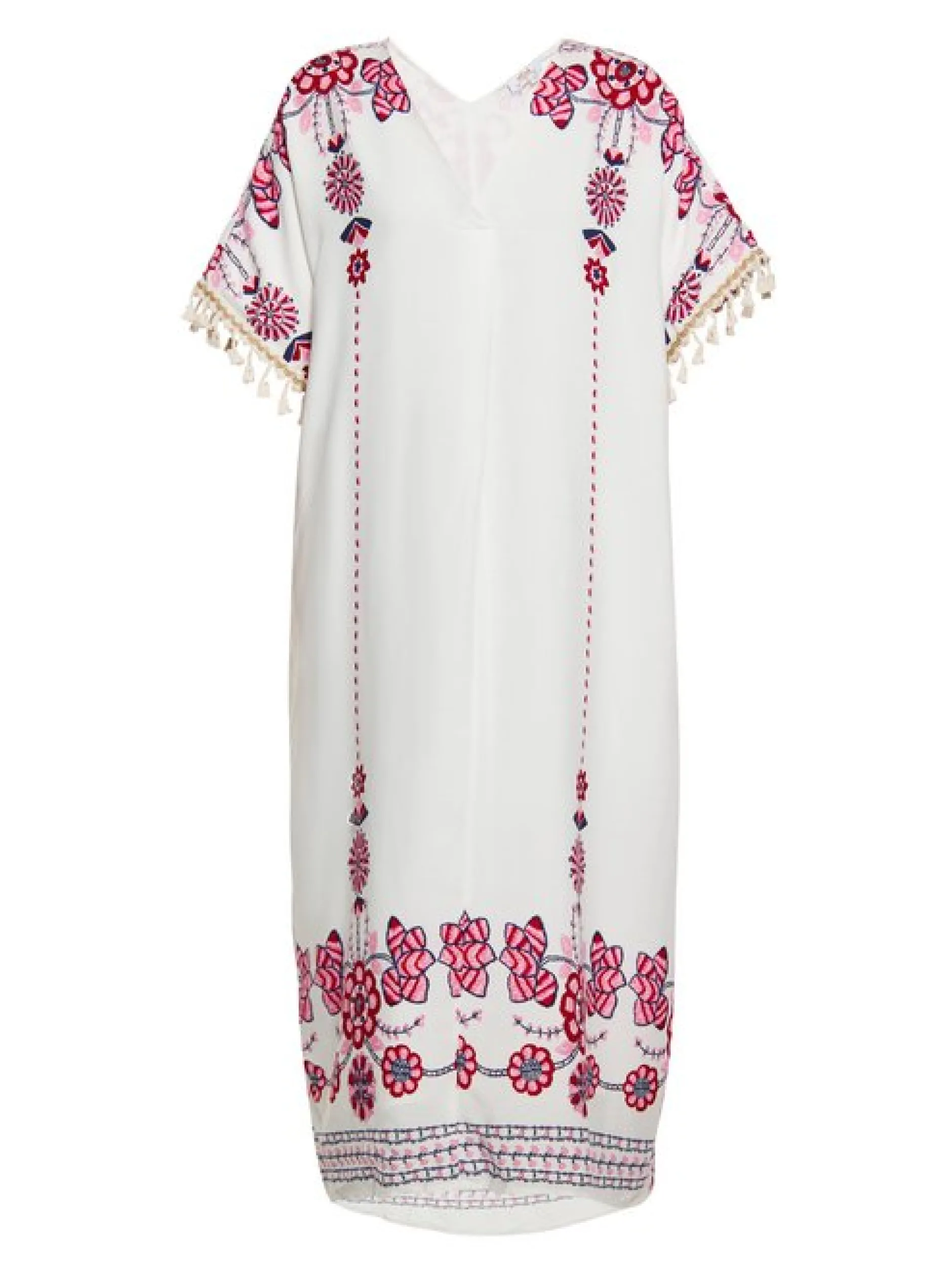 Usha Damen Kleid in weiß - Ausschnitt: V-Ausschnitt