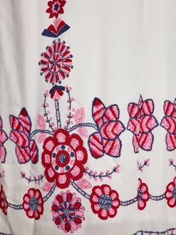 Usha Damen Kleid in weiß - Ausschnitt: V-Ausschnitt