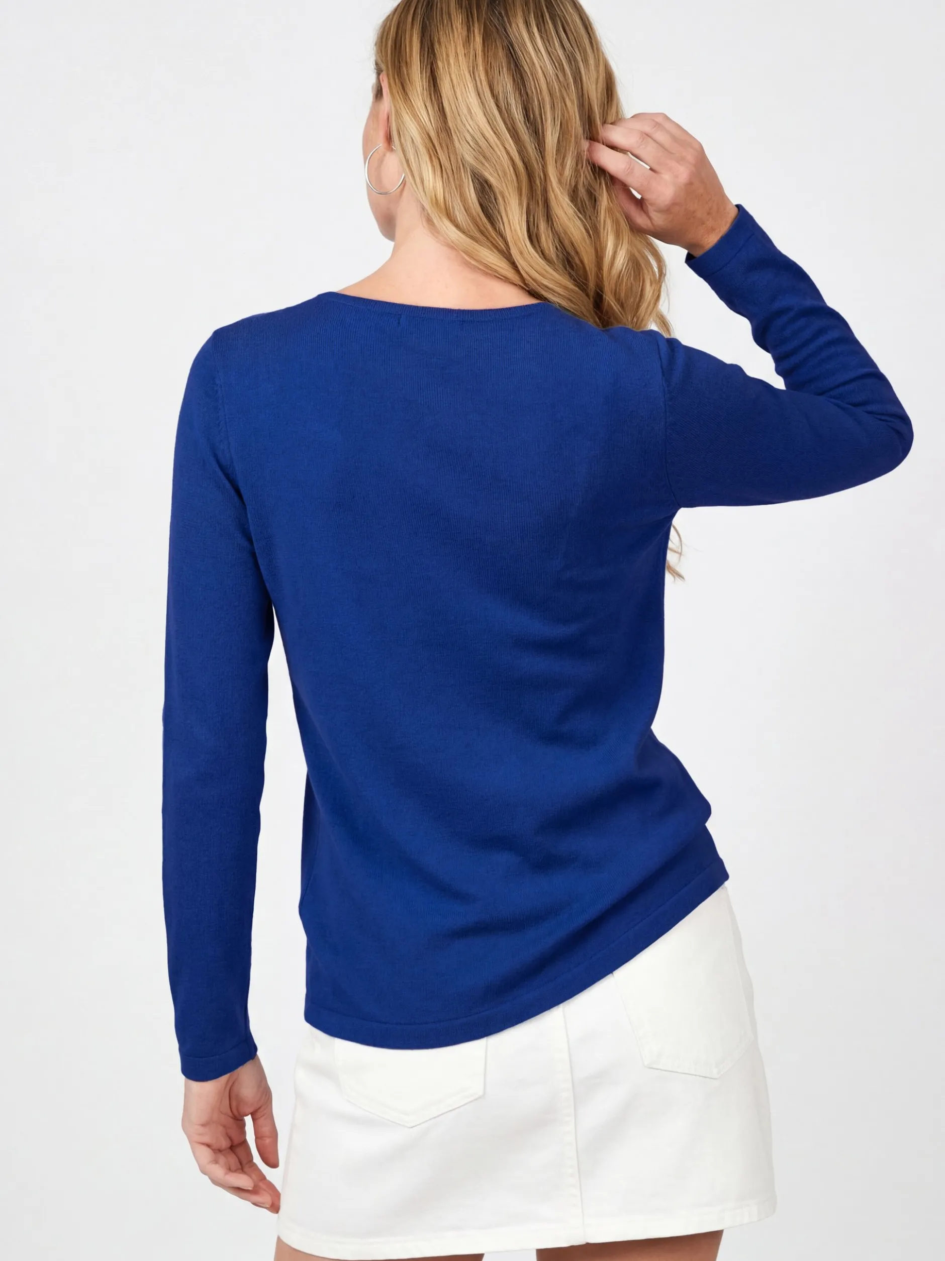 Usha Damen Langarmshirt in blau - Ausschnitt: Rundhals