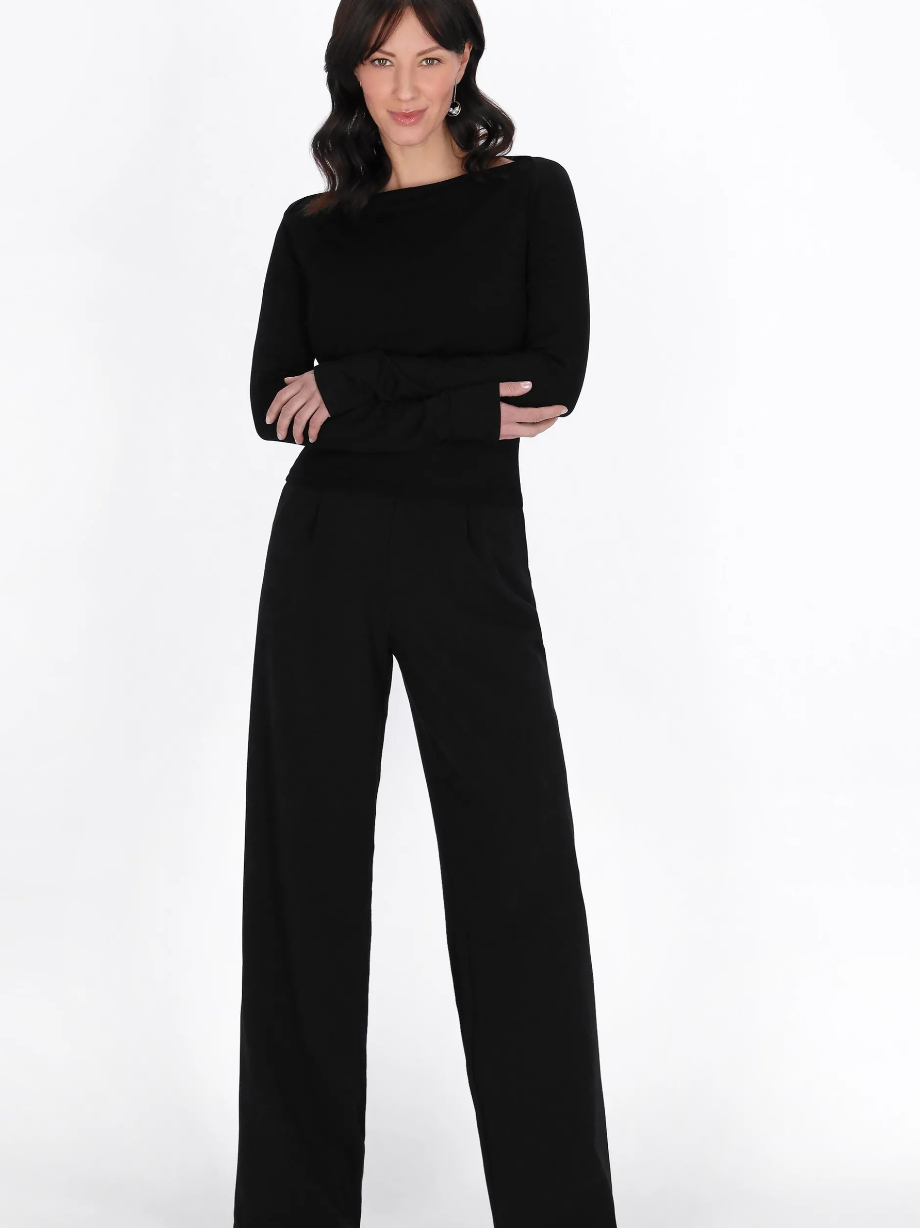 Usha Damen Langarmshirt in schwarz