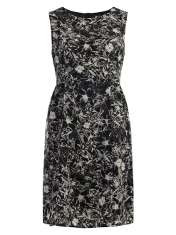 Usha Damen Midikleid mit Retro-Print in schwarz