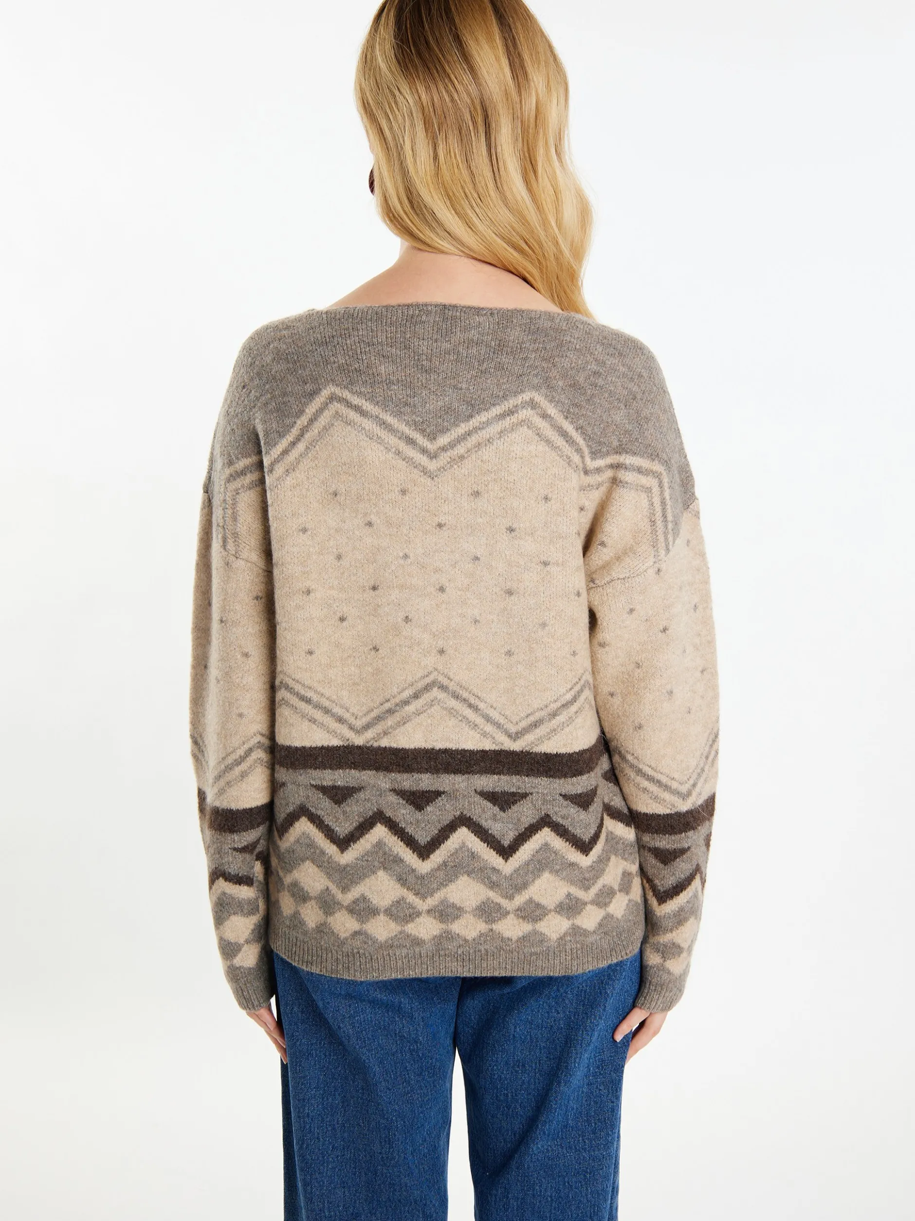 Usha Damen Pullover in beige - Ausschnitt: V-Ausschnitt