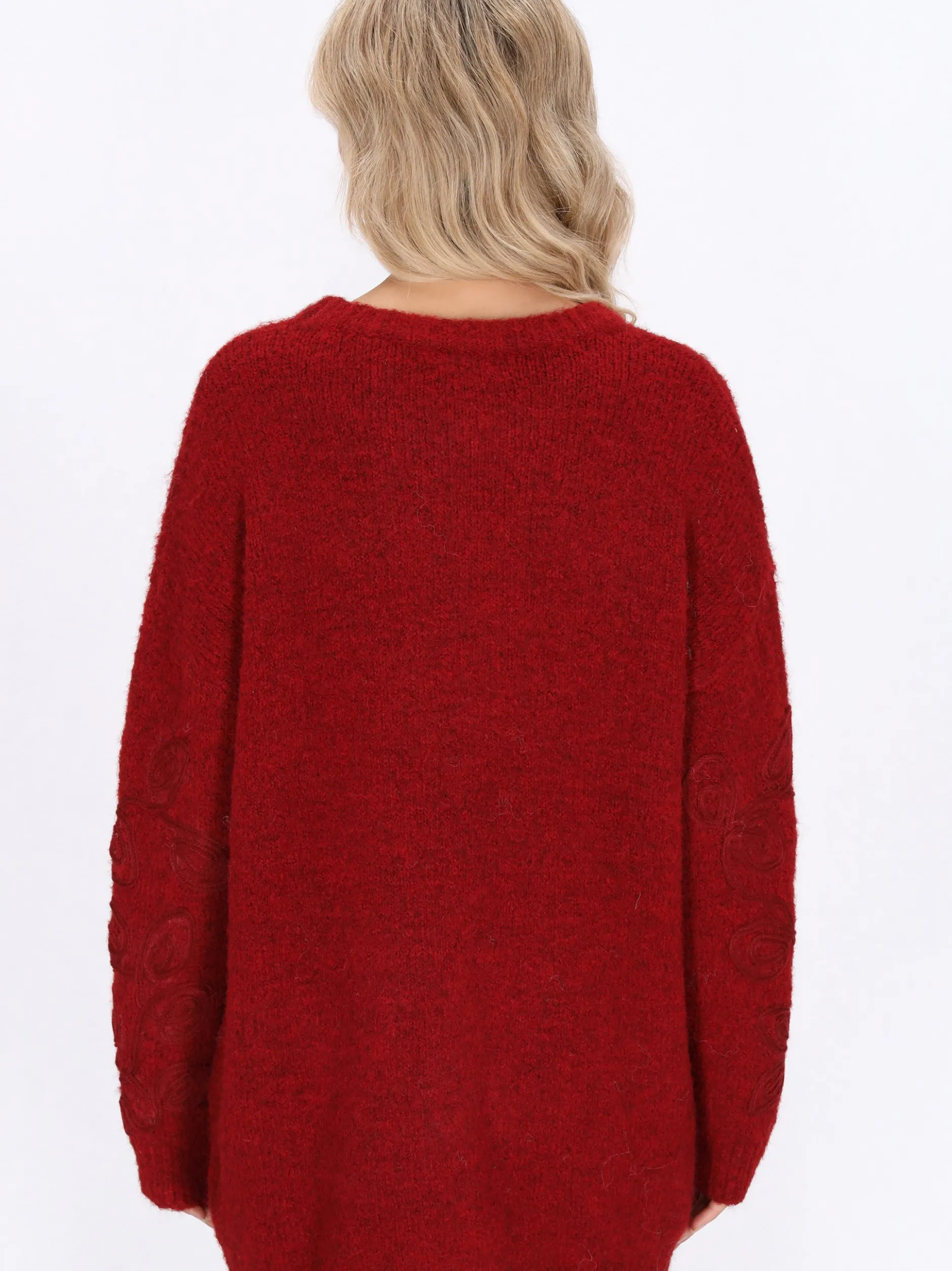 Usha Damen Pullover in bordeaux - Ausschnitt: Rundhals