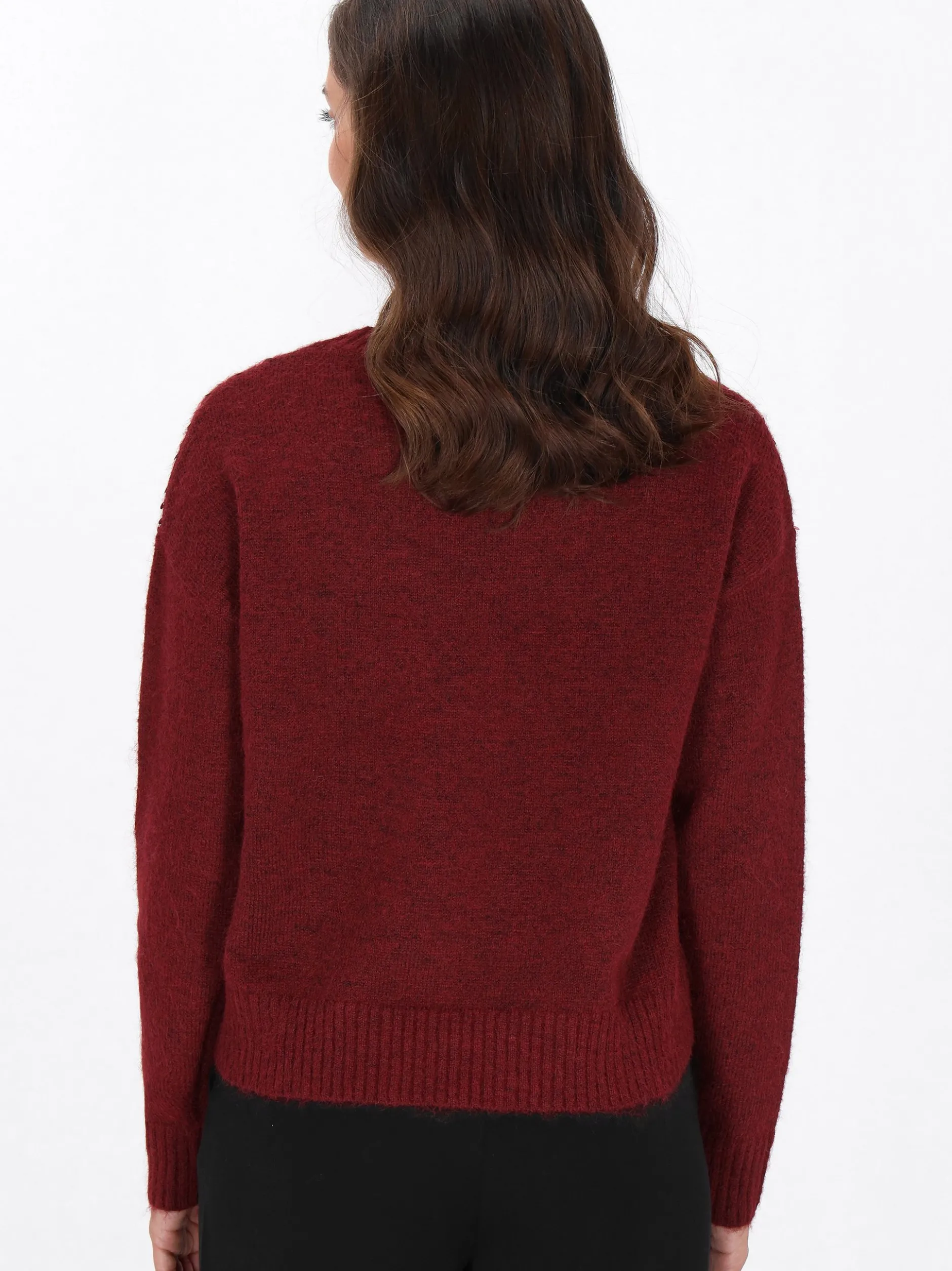 Usha Damen Pullover in bordeaux - Ausschnitt: Rundhals
