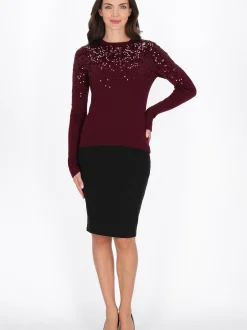 Usha Damen Pullover in bordeaux - Ausschnitt: Rundhals