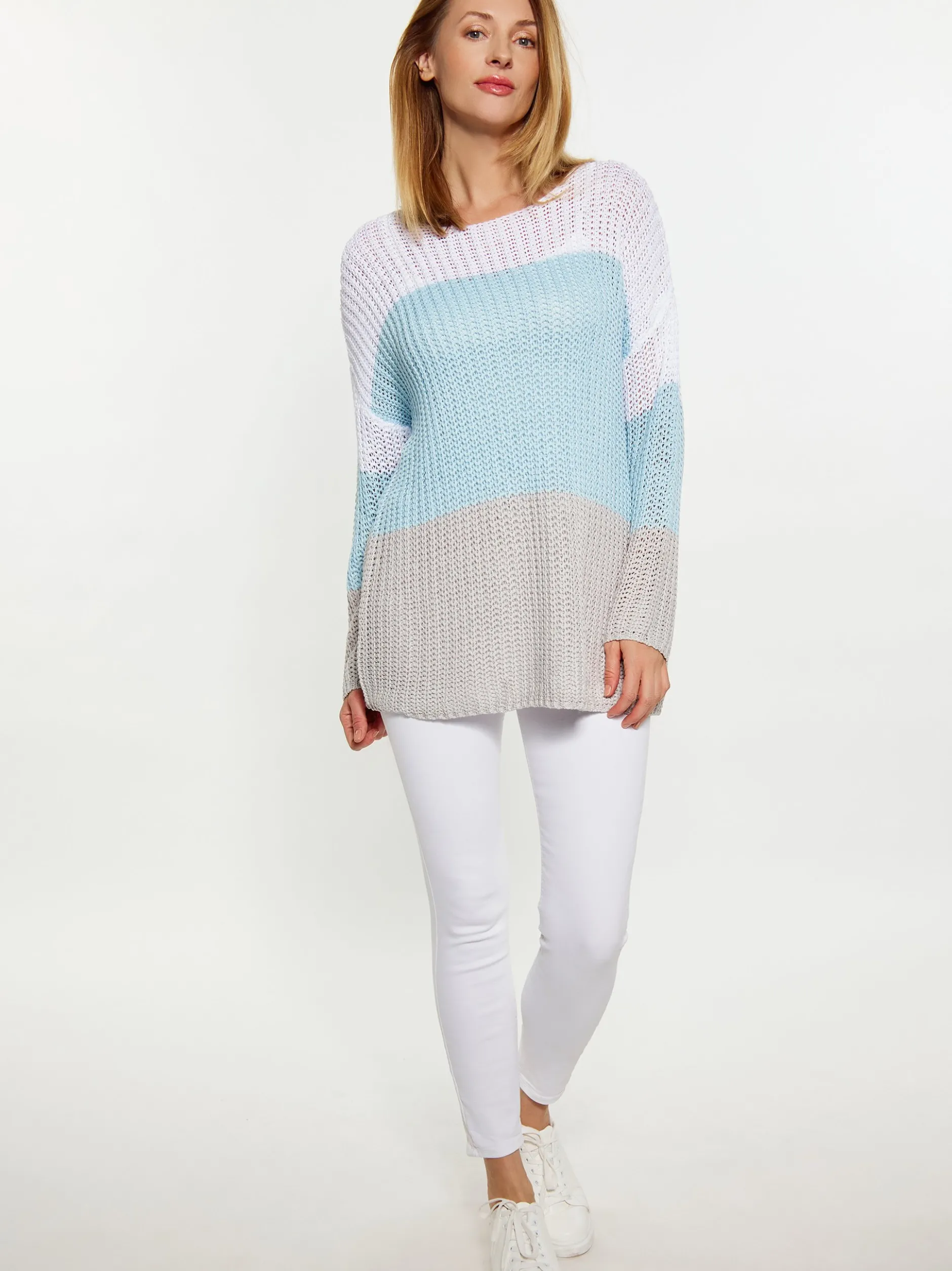 Usha Damen Pullover in hellblau - Ausschnitt: U-Boot