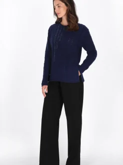 Usha Damen Pullover in marine - Ausschnitt: Rundhals