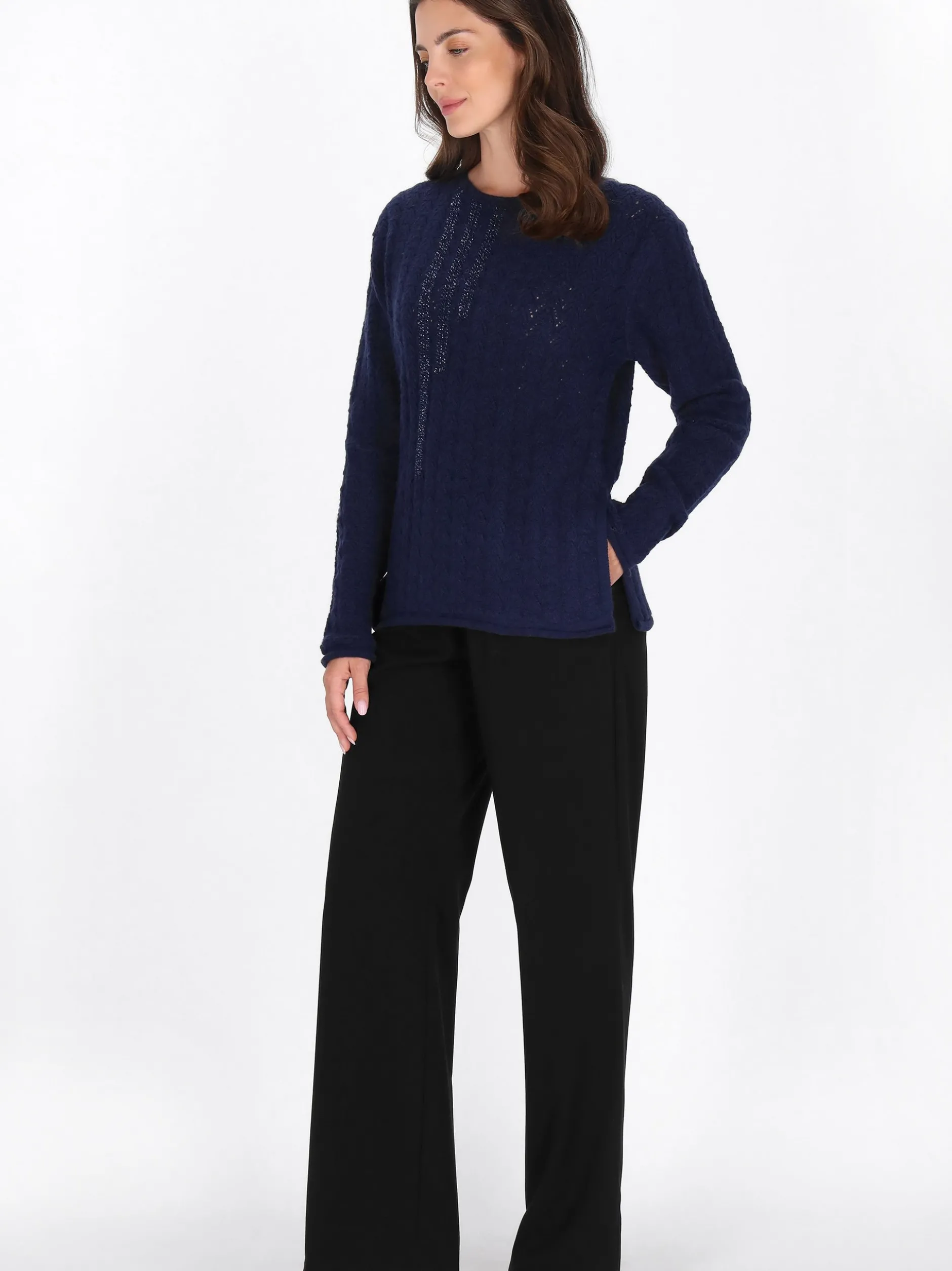 Usha Damen Pullover in marine - Ausschnitt: Rundhals