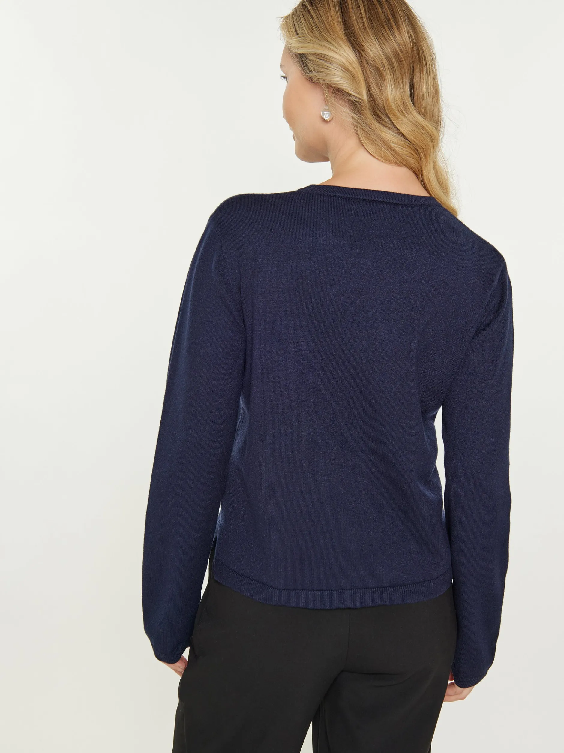 Usha Damen Pullover in marine - Ausschnitt: Rundhals