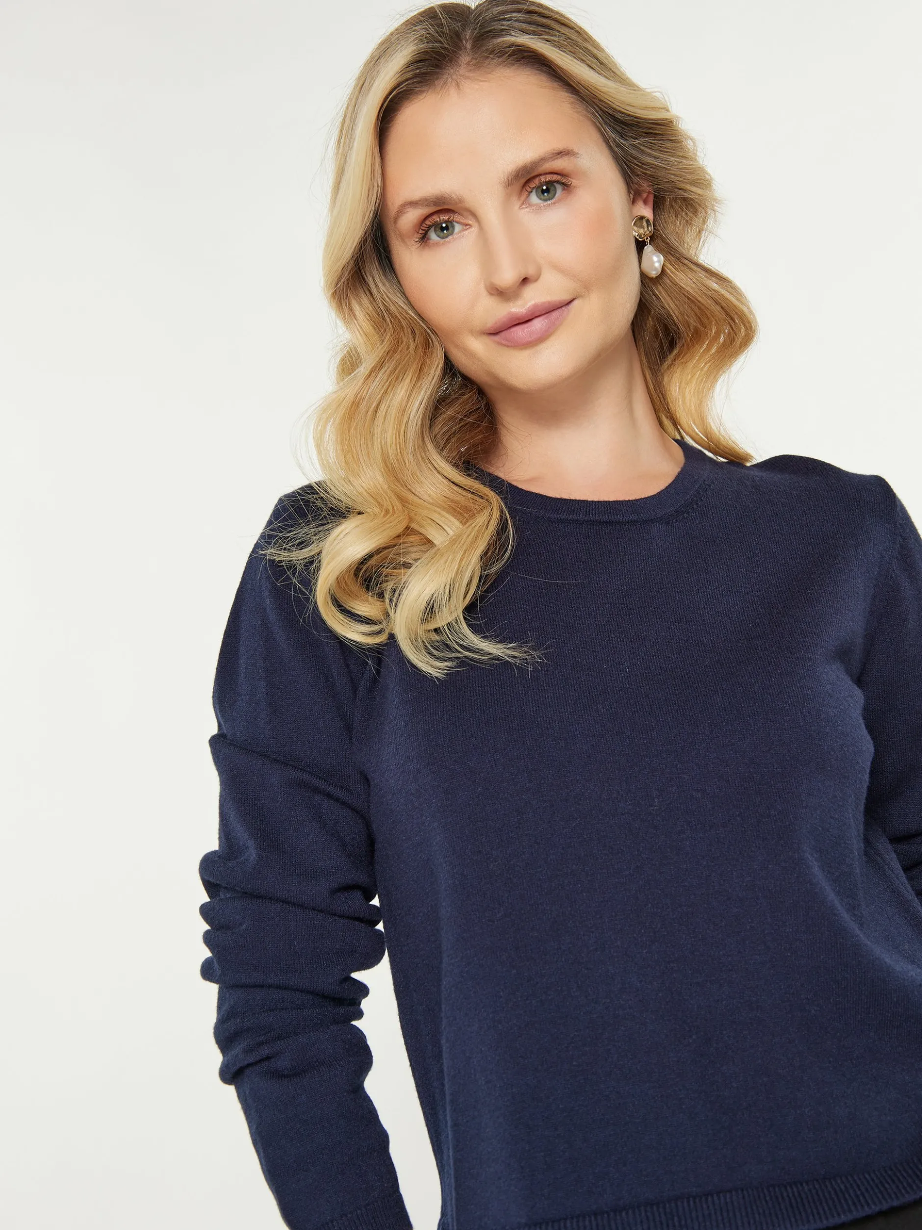 Usha Damen Pullover in marine - Ausschnitt: Rundhals