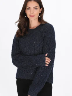 Usha Damen Pullover in marine - Ausschnitt: Rundhals