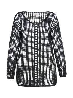 Usha Damen Pullover in schwarz - Ausschnitt: U-Boot