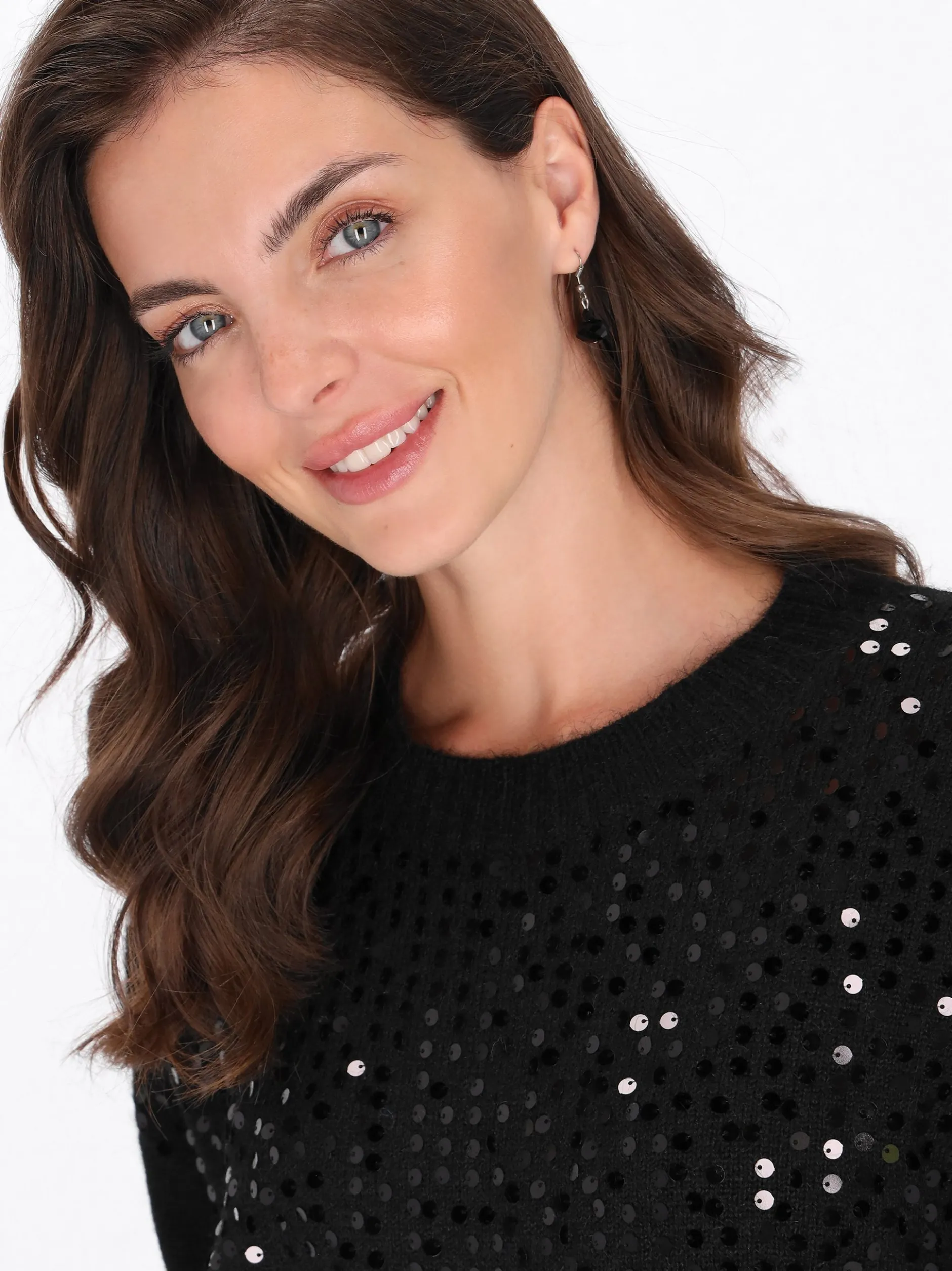 Usha Damen Pullover in schwarz - Ausschnitt: Rundhals