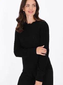 Usha Damen Pullover in schwarz - Ausschnitt: Rundhals