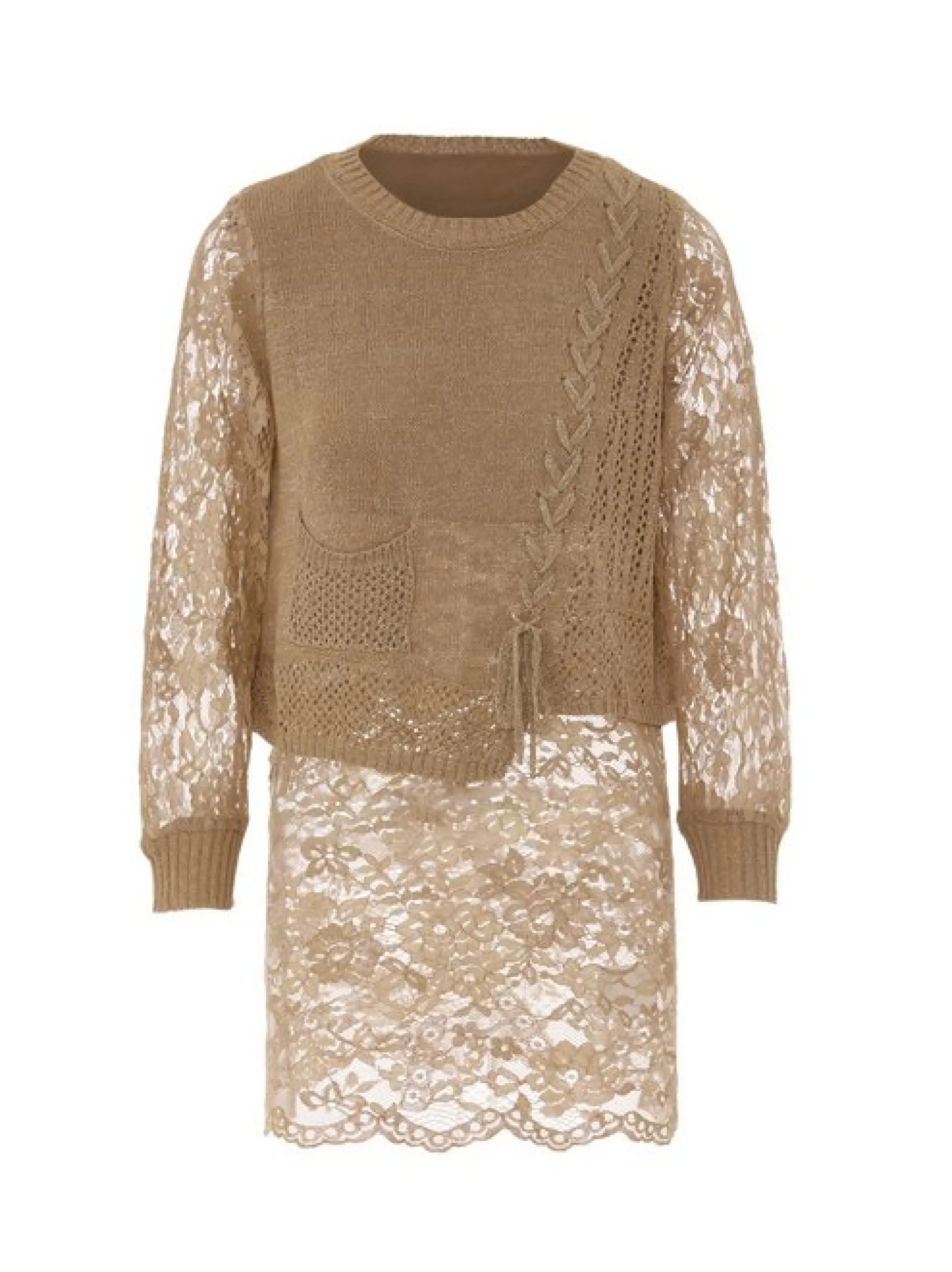 Usha Damen Pullover in taupe - Ausschnitt: Rundhals