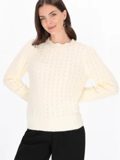 Usha Damen Pullover in weiß - Ausschnitt: Rundhals