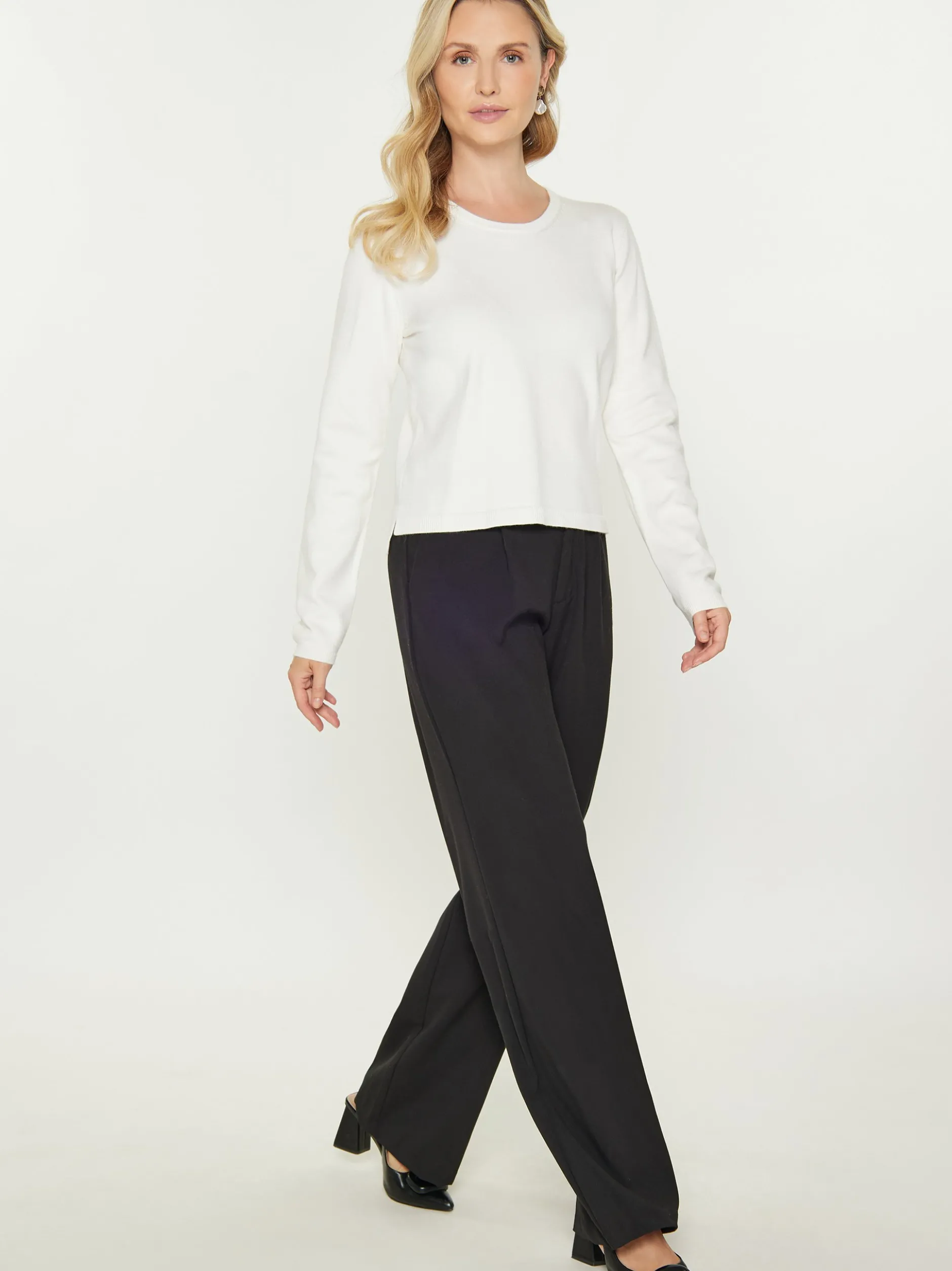 Usha Damen Pullover in weiß - Ausschnitt: Rundhals