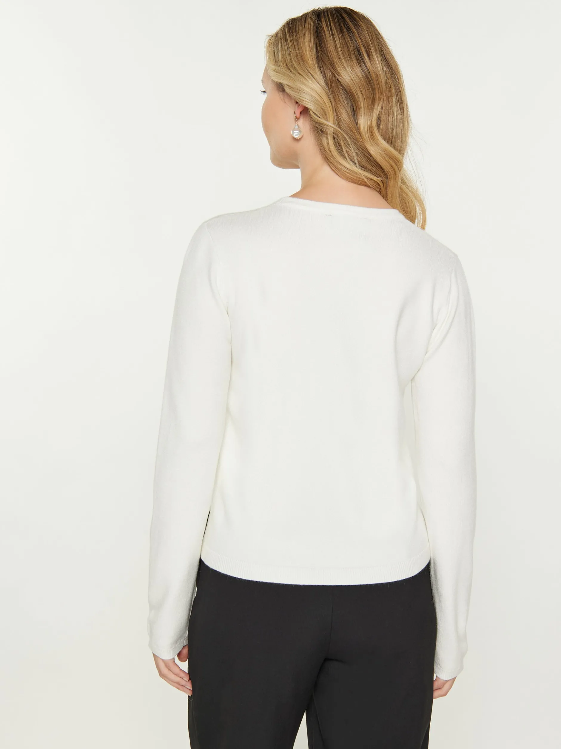 Usha Damen Pullover in weiß - Ausschnitt: Rundhals