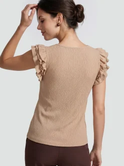 Usha Damen Rüschentop in camel