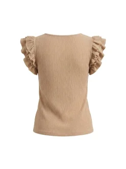 Usha Damen Rüschentop in camel