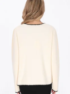 Usha Damen Strickjacke in beige - Ausschnitt: Rundhals