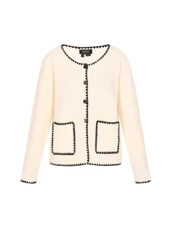 Usha Damen Strickjacke in beige - Ausschnitt: Rundhals