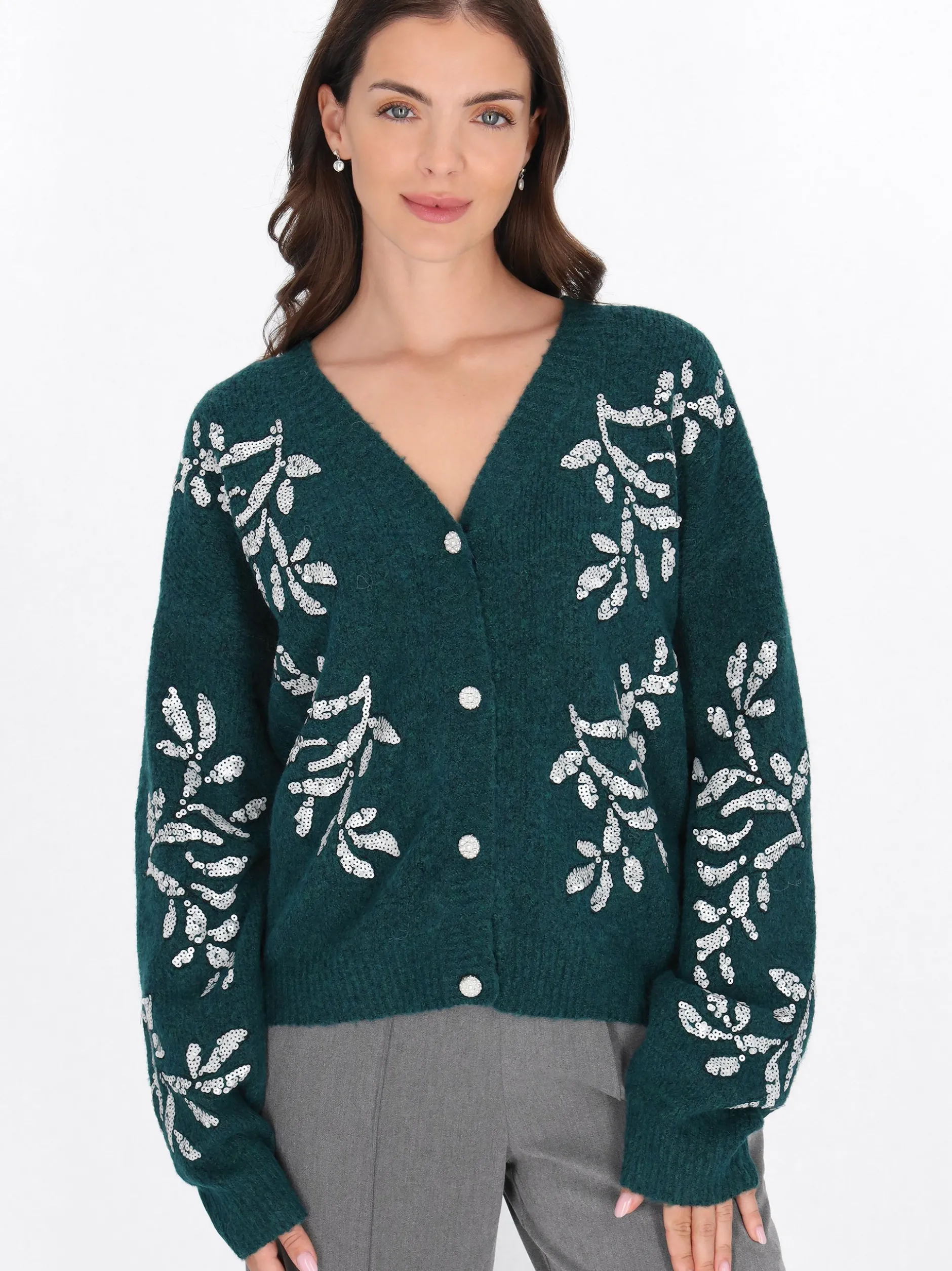 Usha Damen Strickjacke in grün