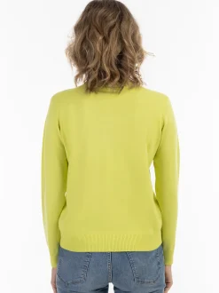 Usha Damen Strickjacke in grün - Ausschnitt: Rundhals