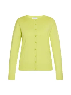 Usha Damen Strickjacke in grün - Ausschnitt: Rundhals