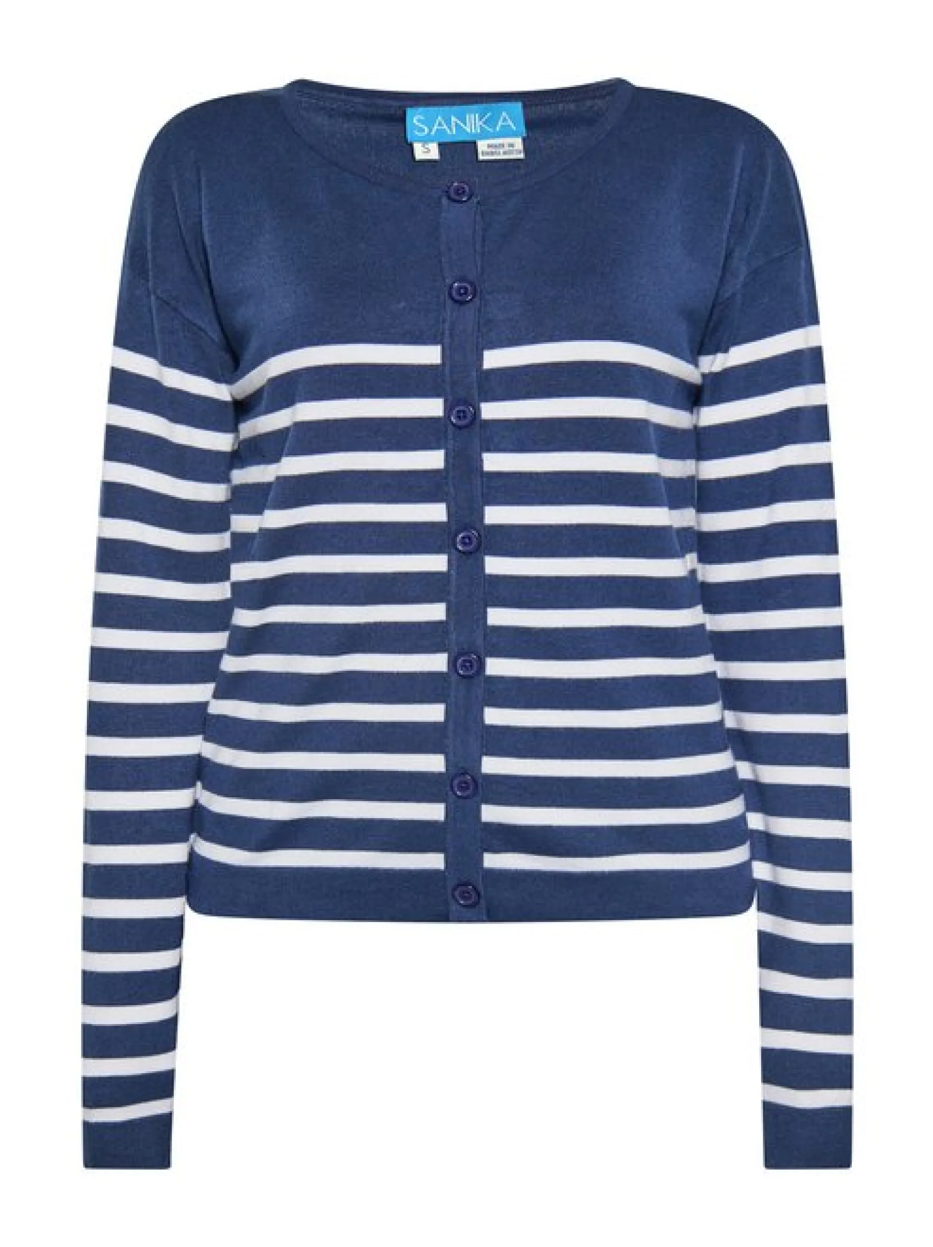 Usha Damen Strickjacke in marine - Ausschnitt: Rundhals