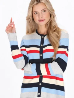 Usha Damen Strickjacke in marine - Ausschnitt: Rundhals