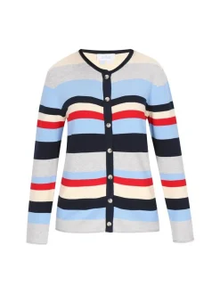 Usha Damen Strickjacke in marine - Ausschnitt: Rundhals