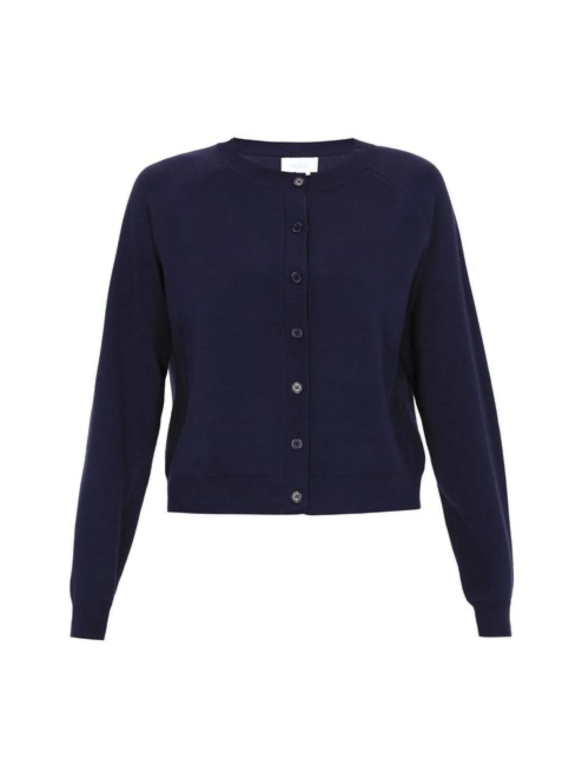 Usha Damen Strickjacke in marine - Ausschnitt: Rundhals