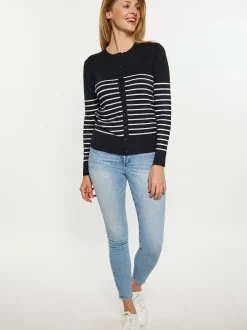 Usha Damen Strickjacke in schwarz - Ausschnitt: Rundhals