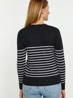 Usha Damen Strickjacke in schwarz - Ausschnitt: Rundhals