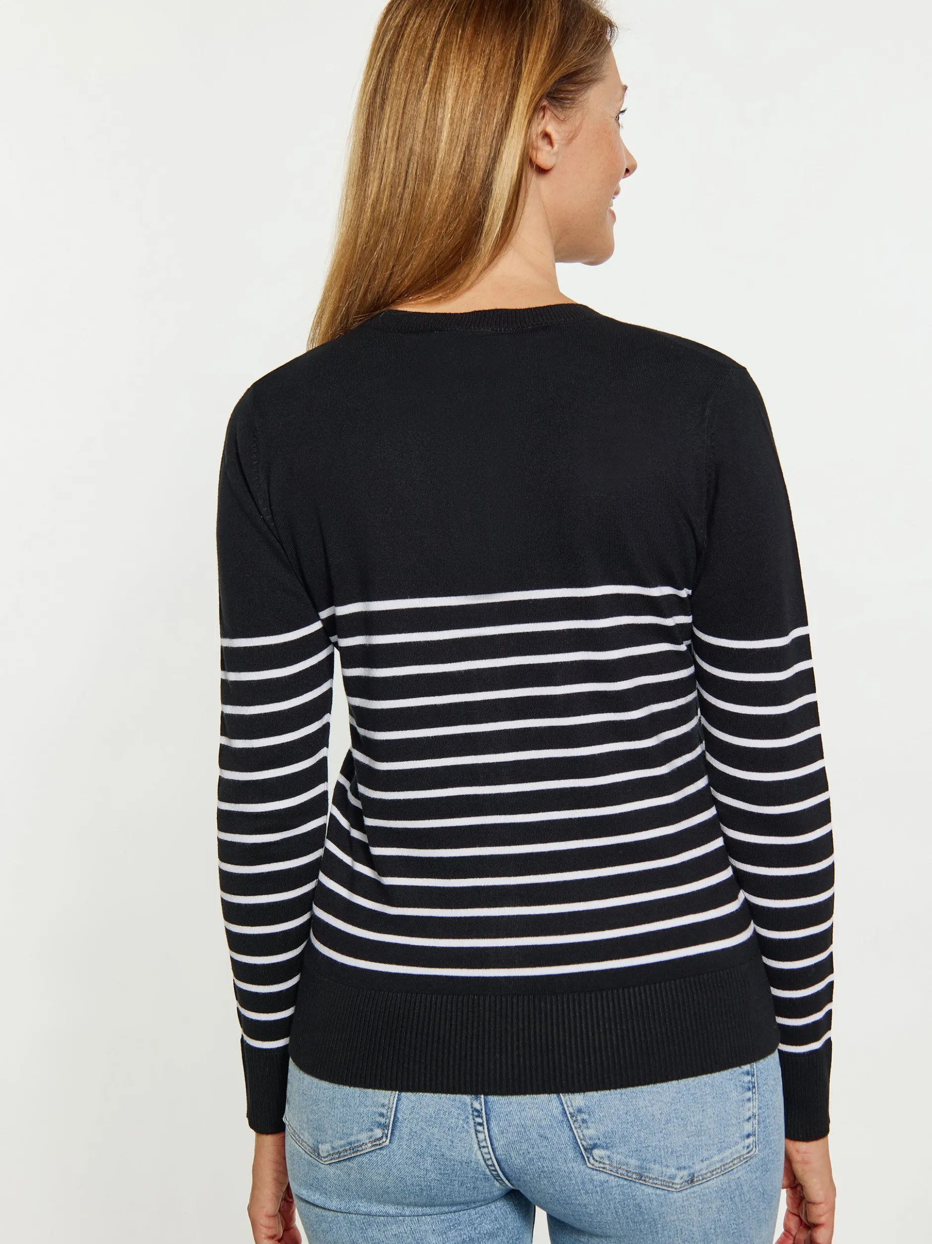 Usha Damen Strickjacke in schwarz - Ausschnitt: Rundhals