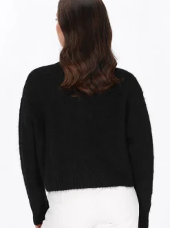 Usha Damen Strickjacke in schwarz - Ausschnitt: Rundhals