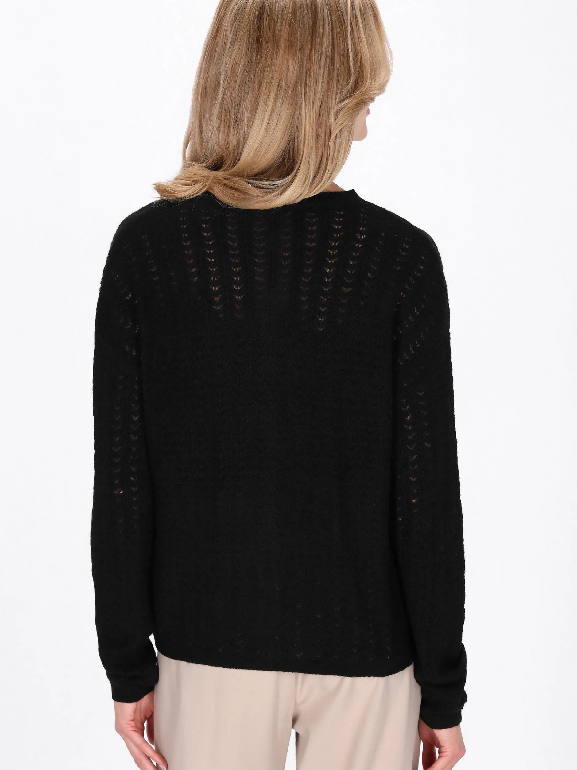 Usha Damen Strickjacke in schwarz - Ausschnitt: Rundhals