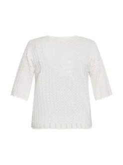 Usha Damen Strickjacke in weiß - Ausschnitt: U-Boot