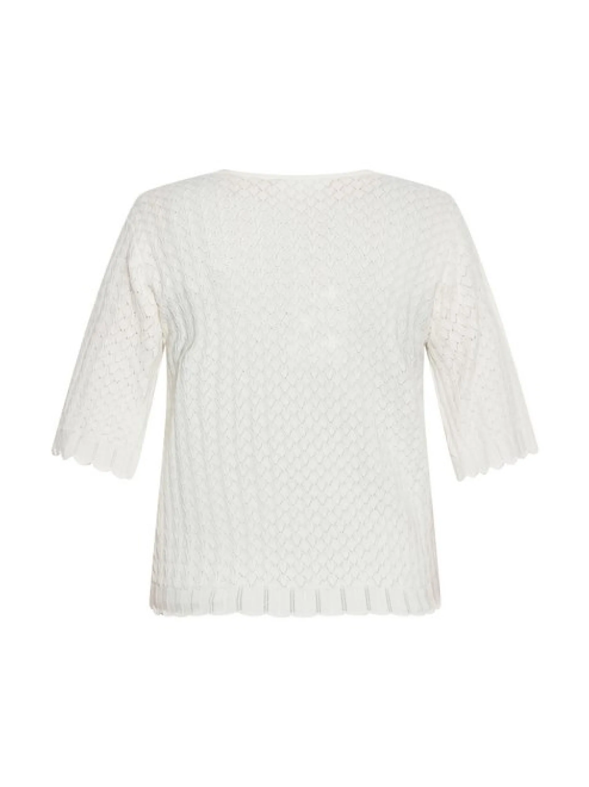 Usha Damen Strickjacke in weiß - Ausschnitt: U-Boot