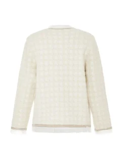 Usha Damen Strickjacke in weiß - Ausschnitt: Rundhals