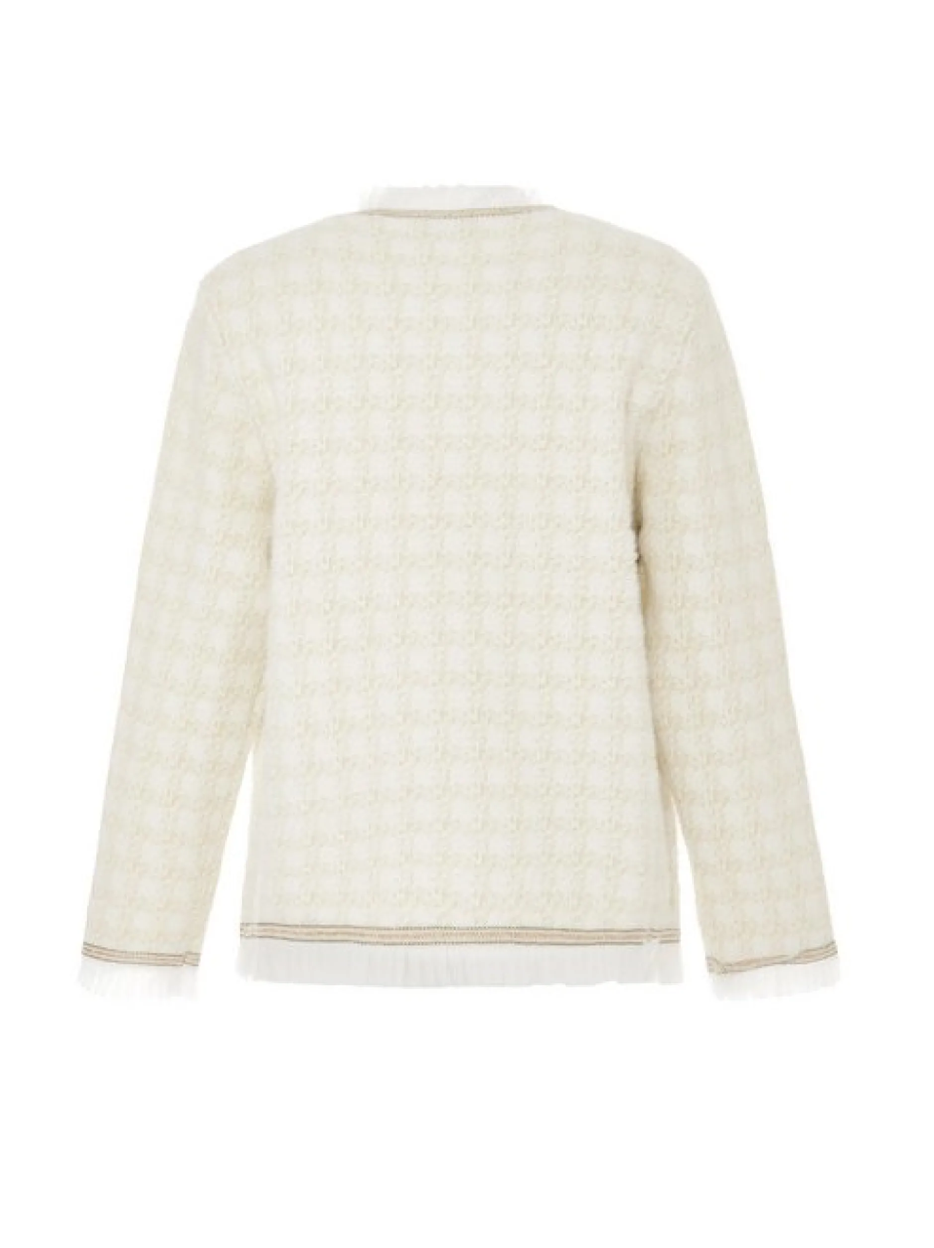 Usha Damen Strickjacke in weiß - Ausschnitt: Rundhals