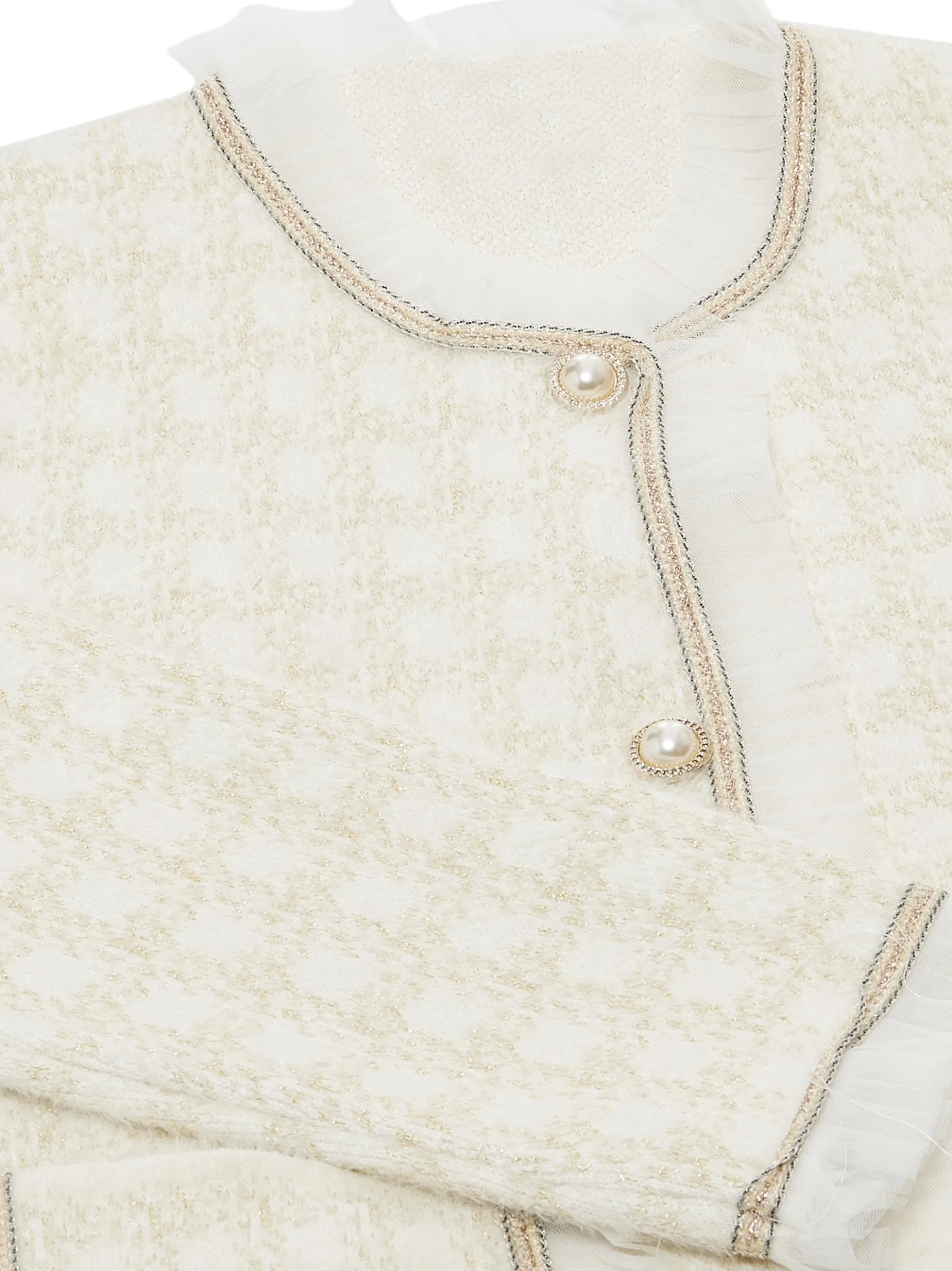 Usha Damen Strickjacke in weiß - Ausschnitt: Rundhals