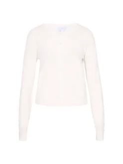 Usha Damen Strickjacke in weiß - Ausschnitt: Rundhals