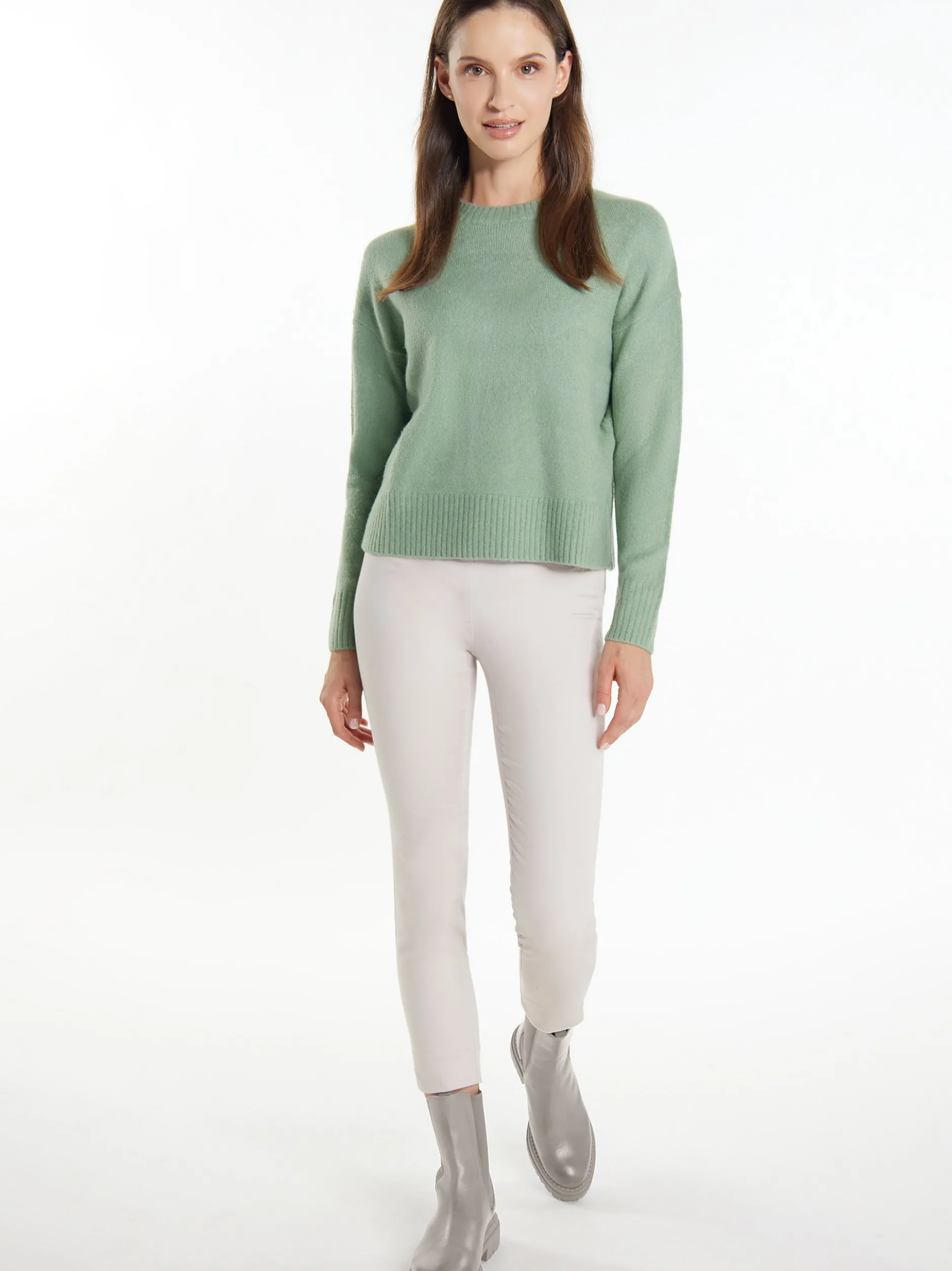 Usha Damen Strickpullover in grün - Ausschnitt: Rundhals