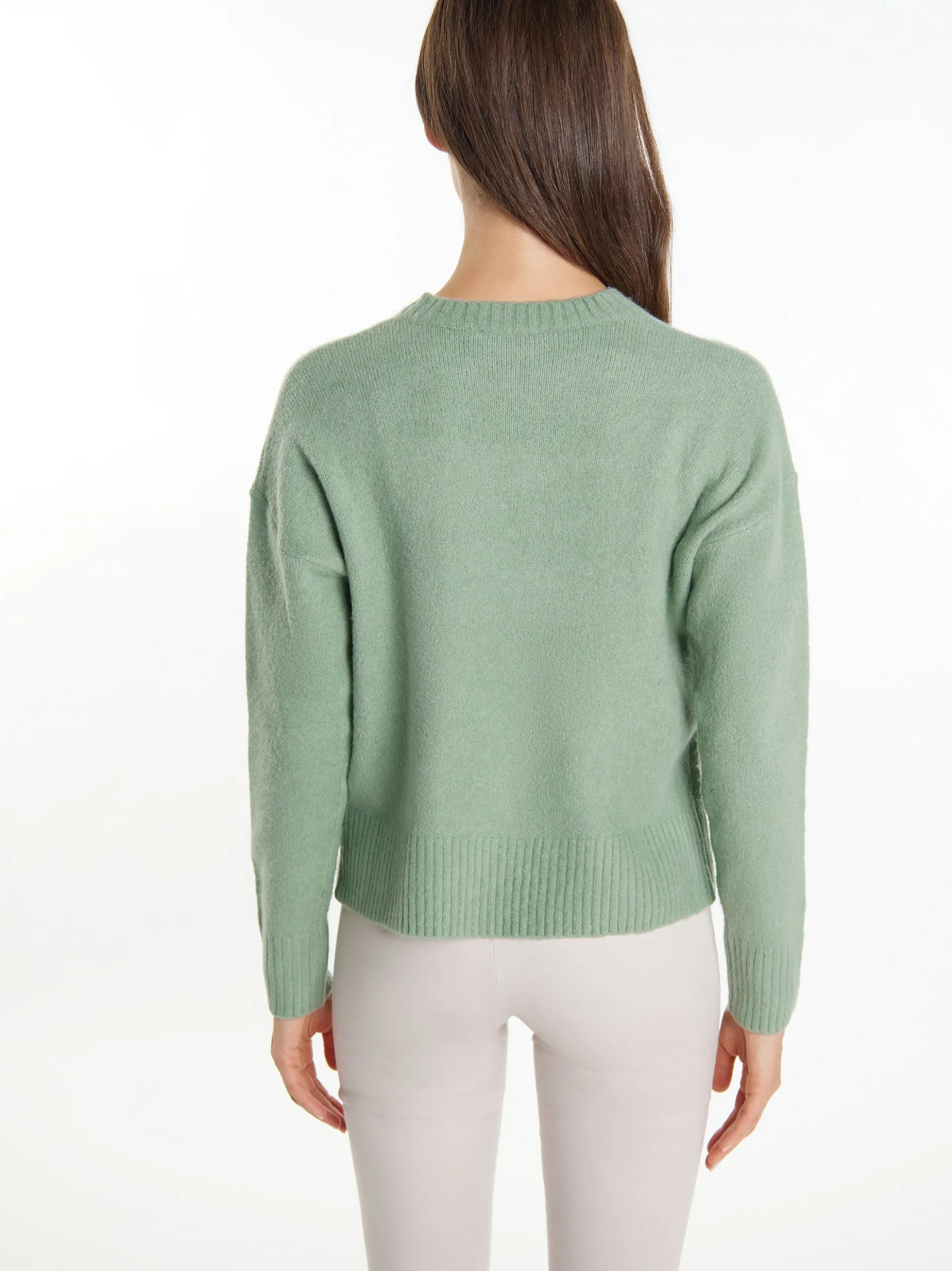 Usha Damen Strickpullover in grün - Ausschnitt: Rundhals