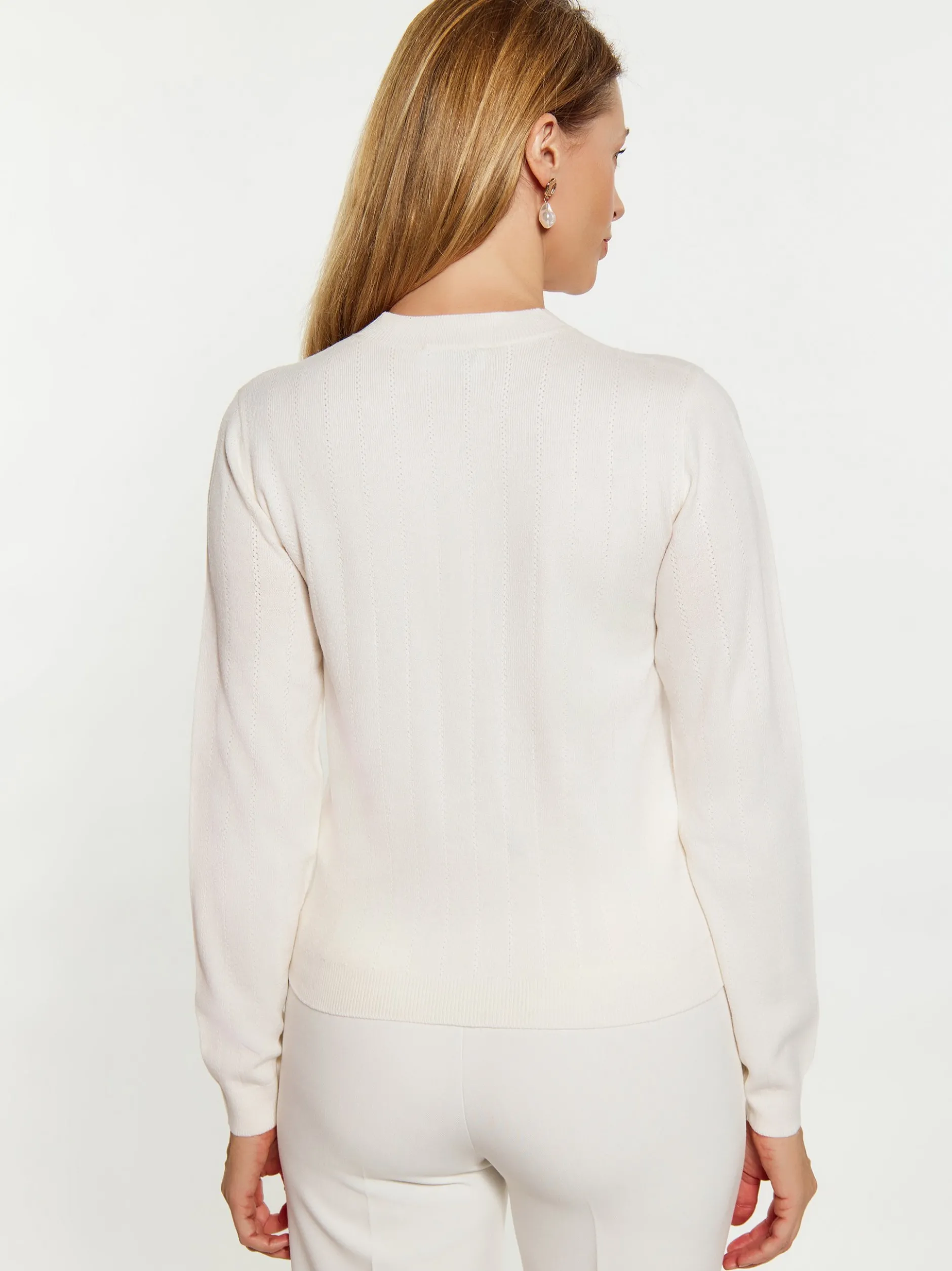 Usha Damen Strickpullover in weiß - Ausschnitt: Rundhals