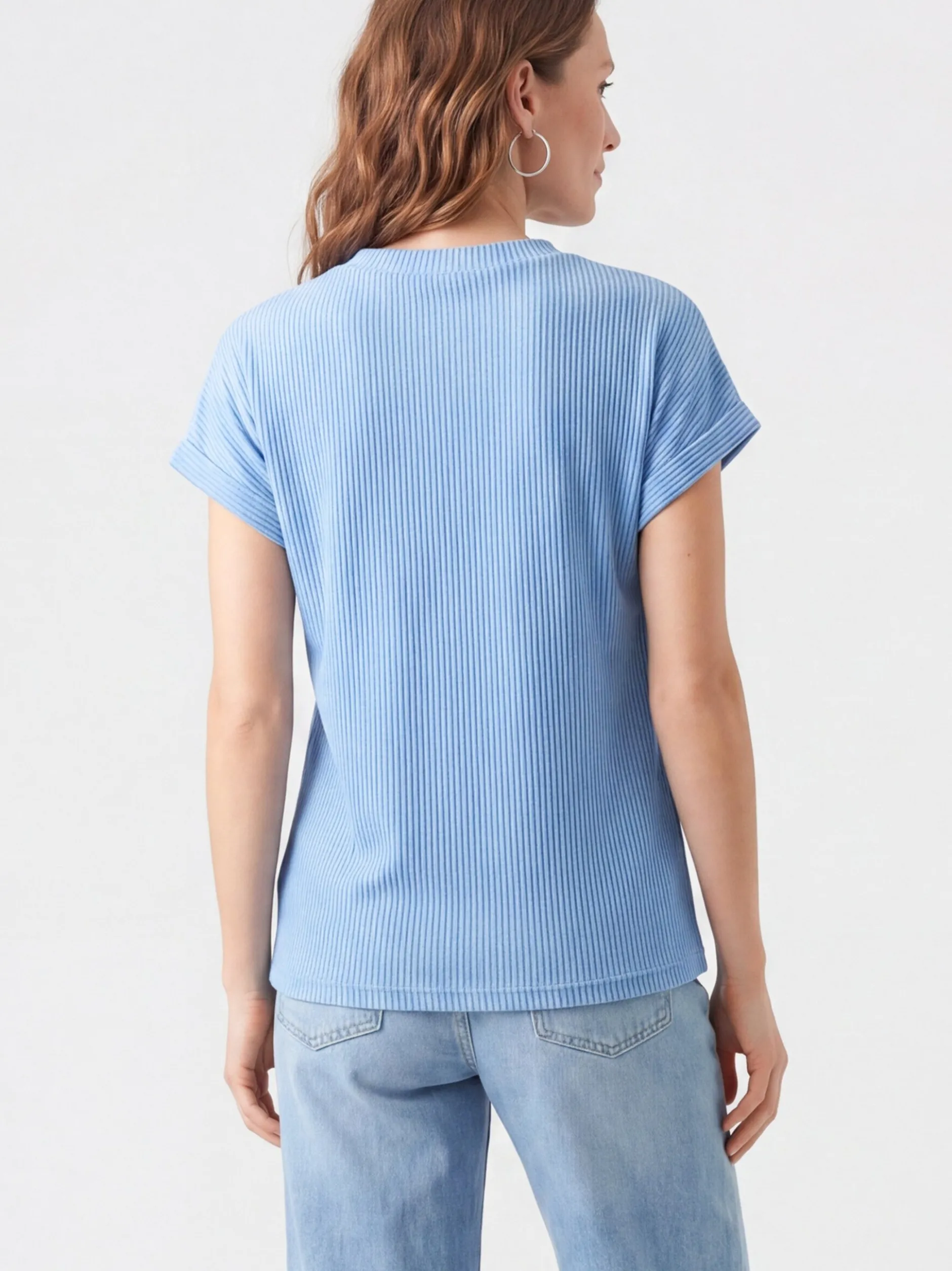 Usha Damen T-Shirt in blau - Ausschnitt: Rundhals