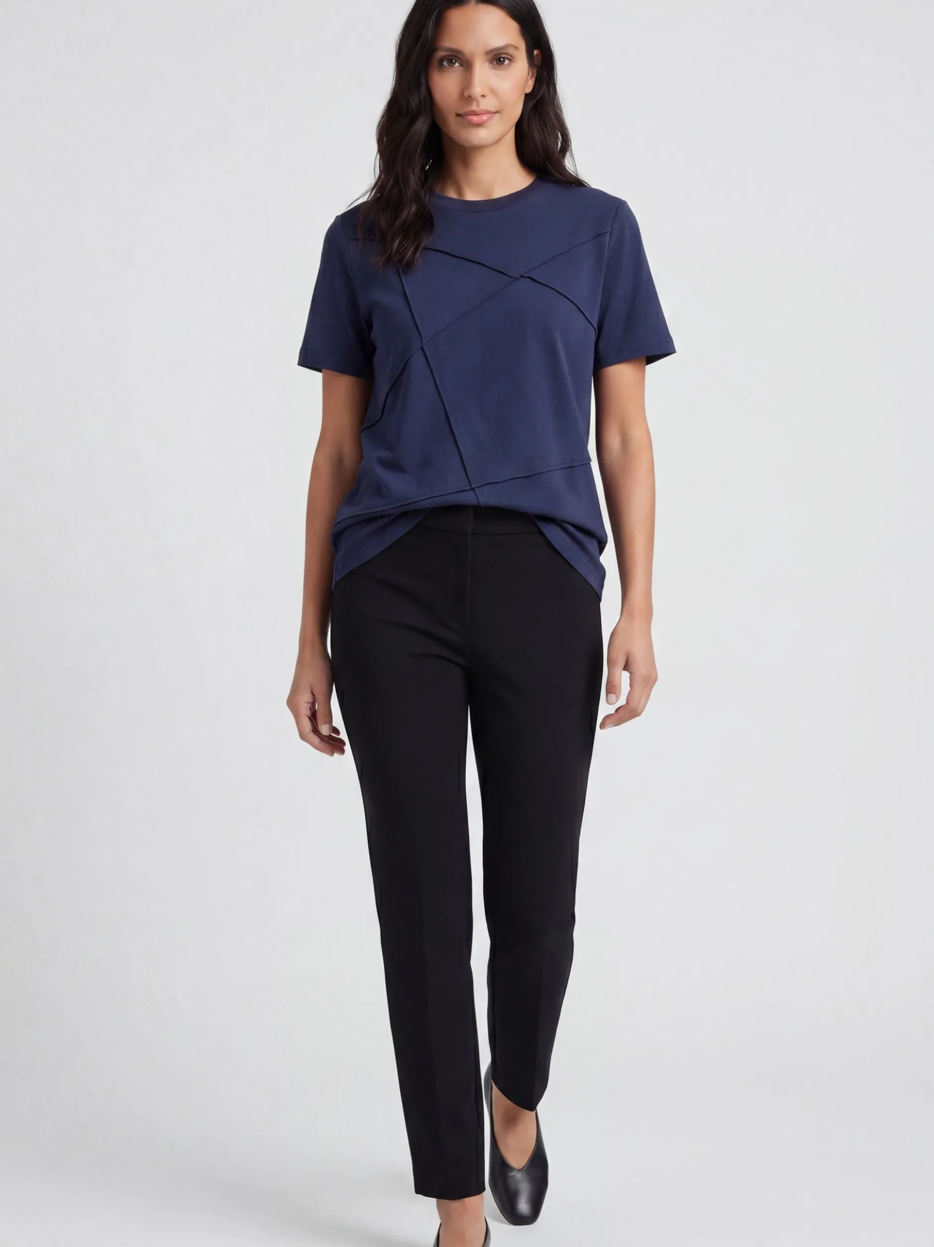 Usha Damen T-Shirt in marine - Ausschnitt: Rundhals