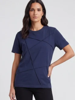 Usha Damen T-Shirt in marine - Ausschnitt: Rundhals